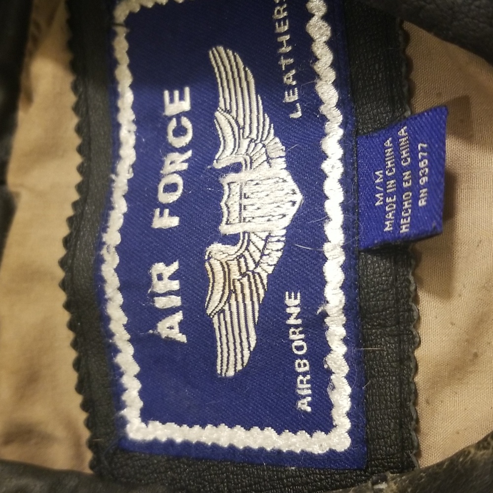 Used M Black Airforce Bomber style Leather Jacket